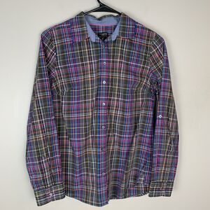 Talbots Top Womens 6P Petite Plaid Long Sleeve Preppy Button Up Blouse